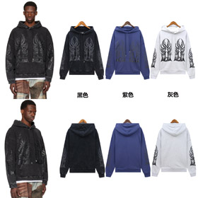 Who Decides War Washed Distressed Cotton Hooded Sweatshirt-4580  